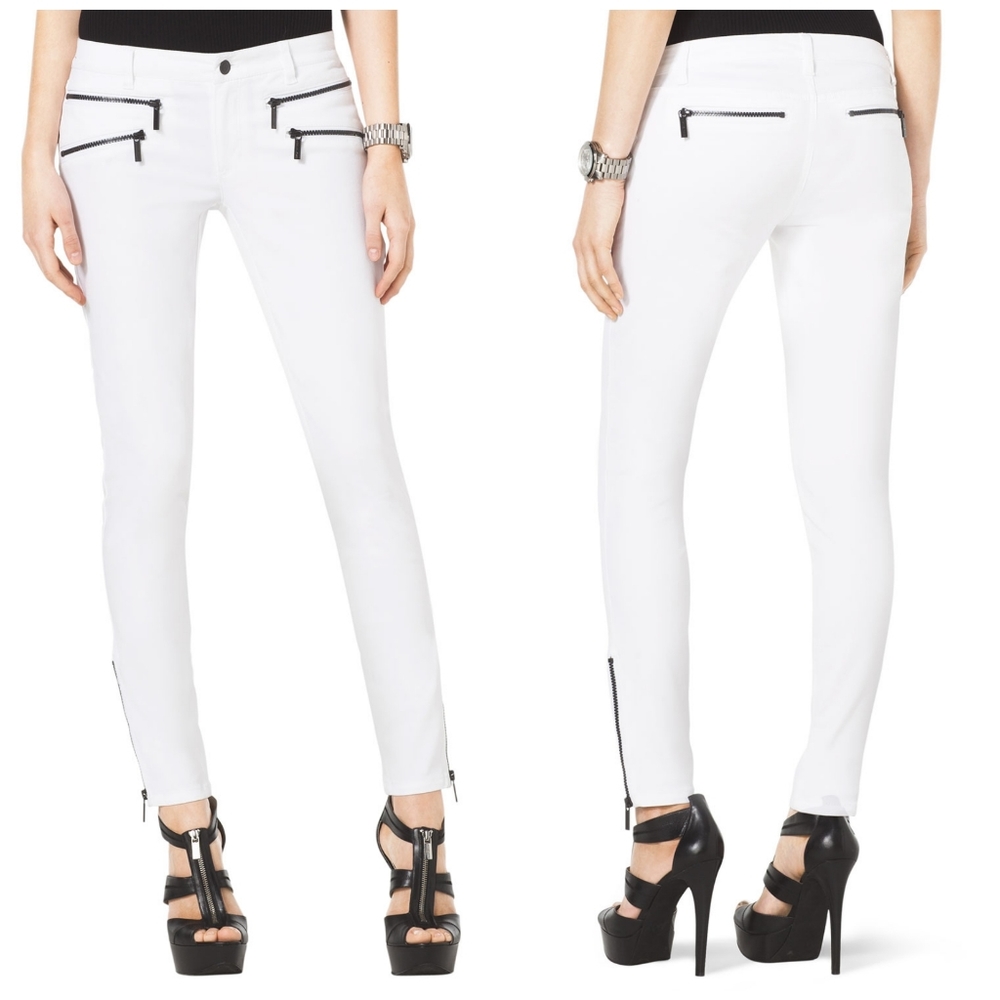 NWOT Michael Kors White Ankle Zip Skinny Jeans
